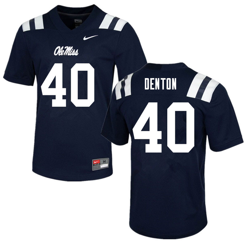 Men #40 Jalen Denton Ole Miss Rebels College Football Jerseys Sale-Navy - Click Image to Close
